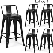 Krzesła - Zestaw 4 Sztuk Składanych Krzeseł do Jadalni z Zdejmowanym Oparciem i Podnóżkiem - Wykonane z Metalu - Maksymalne Obciążenie: 150 kg - Styl Vintage - miniaturka - grafika 1