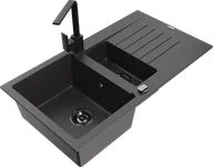 Zlewozmywaki z baterią - Mexen Matias zlewozmywak granitowy 1,5-komorowy z ociekaczem i baterią kuchenną Rita, czarny nakrapiany  - 6502-76-670300-70-B - miniaturka - grafika 1