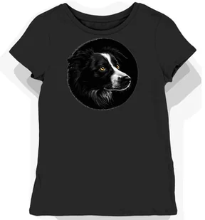 Koszulka damska czarna z motywem spojrzenia Border Collie XL - Koszulki i topy damskie - miniaturka - grafika 1