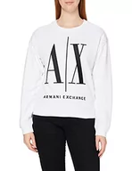 Bluzy damskie - Armani Exchange Damska bluza Icon Project Sweat, biały (Optic White 1000), S - miniaturka - grafika 1