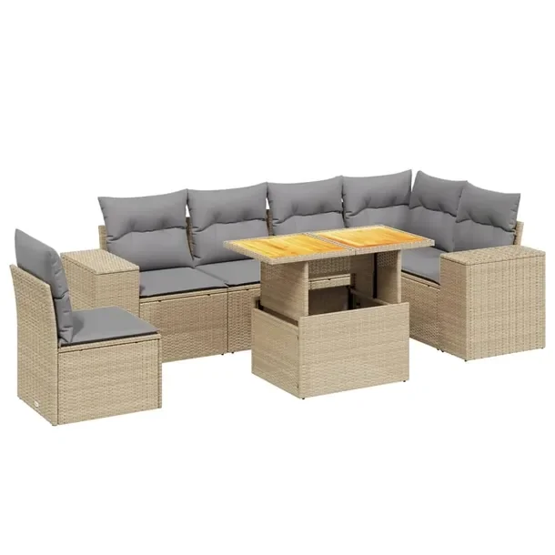 Zestaw mebli ogrodowych modułowych beżowy rattan PE 62 x 62 x 69 cm