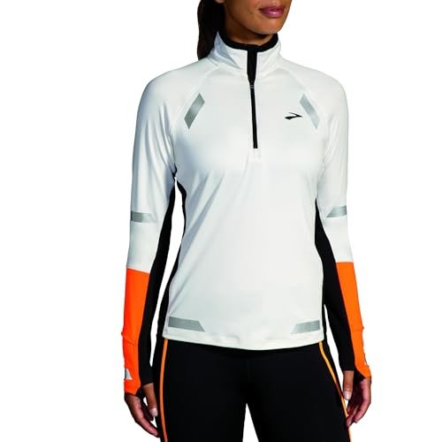 BROOKS 221686167 Run Visible 1/2 Zip 2.0 Długa koszulka damska Ecru/Fluor Flash/czarny, rozmiar 20