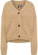 Swetry damskie - baradello kardigan zapinany na guziki, ciemnobeżowy, XL/XXL damski, Ciemny beż, XL-XXL - miniaturka - grafika 1