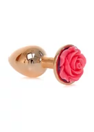 Korki analne - Boss Series Jewellery Red Gold Plug Rose Pink - Korek analny z ozdobnym kwiatem Różowy  << DYSKRETNIE   |   DOSTAWA 24h   |  GRATISY - miniaturka - grafika 1