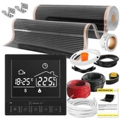 Ogrzewanie podłogowe - Folia grzewcza na podczerwień MISSION AIR Black Silver PTC 160W 6m2 szer. 100cm + regulator Taurus Czarny - miniaturka - grafika 1