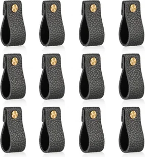 Zestaw 12 czarnych skórzanych gałek meblowych, 153 mm, odpowiednich do szafek, mebli, garderób, toaletek. - Zawiasy, okucia i inne akcesoria Zestaw 12 czarnych skórzanych gałek meblowych, 153 mm, odpowiednich do szafek, mebli, garderób, toaletek. - Zawiasy, okucia i inne akcesoria - miniaturka - grafika 1