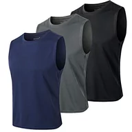 Koszulki sportowe męskie - MEETYOO Tank top męski, koszulka sportowa bez rękawów podkoszulek fitness bez rękawów koszulka do biegania na siłowni, czarny + niebieski + szary., XL - miniaturka - grafika 1