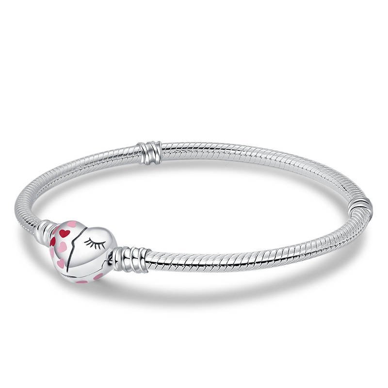 Bransoletka modułowa baza do Charms SREBRO 925 Serce Oczko 17 cm