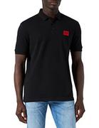 Koszule męskie - HUGO Męska koszula polo Dereso22, Black001, L - miniaturka - grafika 1