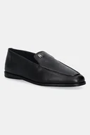 Mokasyny damskie - Tommy Hilfiger mokasyny skórzane TH LEATHER LOAFER damskie kolor czarny na płaskim obcasie FW0FW09319 - miniaturka - grafika 1