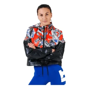 Nike Damska kurtka W NSW HYP FM JKT CROP WR AOP, czarna/biała, 2XL - Kurtki damskie - miniaturka - grafika 1