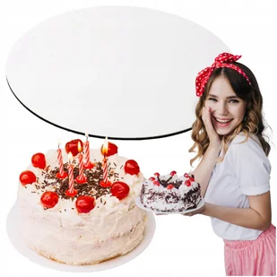 Podkład cukierniczy okrągły 24cm Tacka pod ciasto tort z płyty GRUBY Biały - Dodatki do ciast w proszku - miniaturka - grafika 1