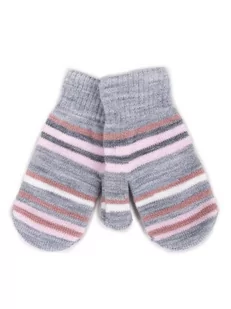 Rękawiczki Dziewczęce Jednopalczaste Dwuwarstwowe W Paski 16 Cm - Rękawiczki dla dzieci - miniaturka - grafika 1
