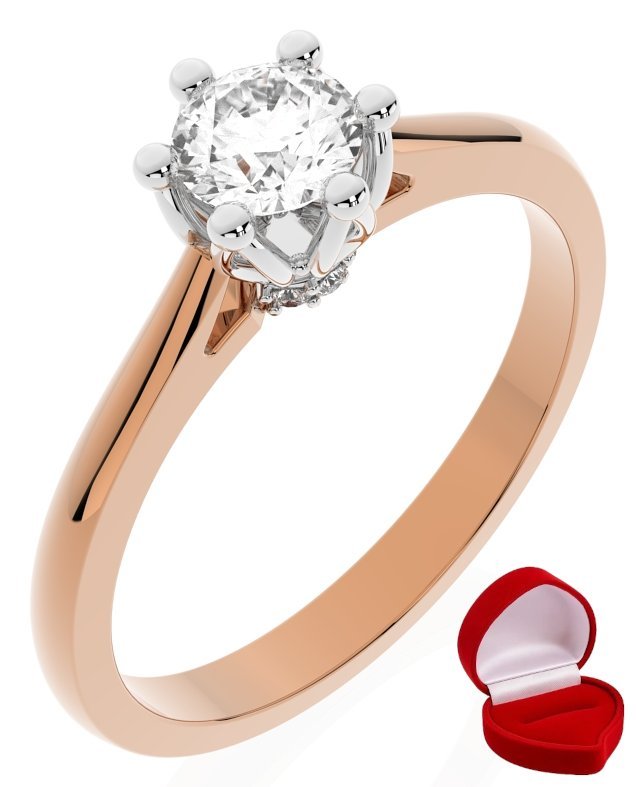 ZŁOTY PIERŚCIONEK ZARĘCZYNOWY 585 14k SZAFIR 0,30 ct RÓŻOWE ZŁOTO R16