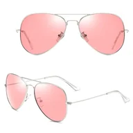 Okulary przeciwsłoneczne - Różowe okulary przeciwsłoneczne pilotki z polaryzacją POL-5926 różowe/srebrne - miniaturka - grafika 1