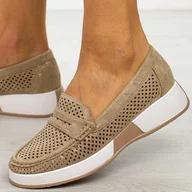 Mokasyny damskie - Złote ażurowe mokasyny damskie Sergio Leone Mk095 - miniaturka - grafika 1