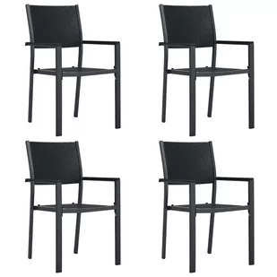 vidaXL Krzesła ogrodowe, 4 szt., czarne, plastik stylizowany na rattan - Fotele i krzesła ogrodowe - miniaturka - grafika 1