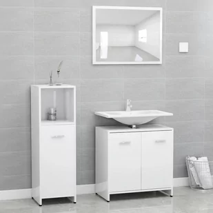 vidaXL vidaXL 3-cz. zestaw mebli łazienkowych, wysoki połysk, biały, płyta 8720286166147 - Meble łazienkowe - miniaturka - grafika 1