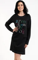 Piżamy damskie - Koszula nocna damska czarna na długi rękaw Olza, Kolor czarny, Rozmiar S, Italian Fashion - Primodo.com - miniaturka - grafika 1