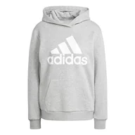 Bluzy damskie - adidas Damska bluza z kapturem Essentials z logo Boyfriend, Średni szary wrzosowy/biały, XXS - miniaturka - grafika 1