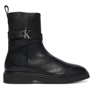 Botki Calvin Klein Ankle Boot W/ Metal Logo HW0HW02663 Czarny - Botki damskie - miniaturka - grafika 1