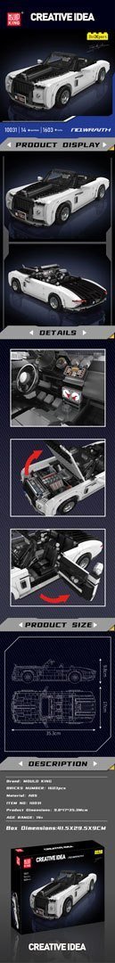 Zestaw Klocków Pojazd Biały Kabriolet 1603el. EDUKAMP