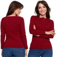 Swetry damskie - SWETER DAMSKI Z WISKOZY CIENKI O DOPASOWANYM KROJU KLASYCZNY MORAJ XL RED - miniaturka - grafika 1