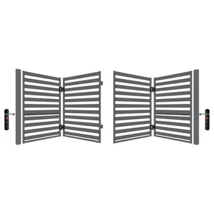 Brama dwuskrzydłowa łamana Dorian ocynk RAL7016 struktura 400 x 154 cm z automatem - Ogrodzenia - miniaturka - grafika 1