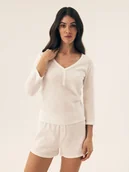 Piżamy damskie - Piżama damska Vaffle Bloovii kremowy S - miniaturka - grafika 1