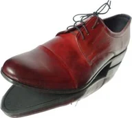 Półbuty męskie - BnW Moskała Półbuty ze skóry licowej czerwone - miniaturka - grafika 1