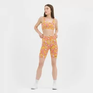Spodnie sportowe damskie - Damskie kolarki z nadrukiem Vans Flying V Print Legging Shorts - pomarańczowe - VANS - miniaturka - grafika 1