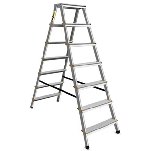 DRABEST Drabina aluminiowa dwustronna certyfikowana 2x7 stopniowa 150 kg - Drabiny - miniaturka - grafika 1