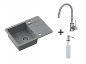 Zlewozmywaki z baterią - Legersen Verna Zestaw Z3 Zlewozmywak 62x44 cm szary + bateria stalowa + dozownik LEVEZ003SZ - odbiór osobisty: Kraków, Świebodzin - miniaturka - grafika 1
