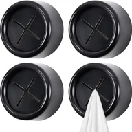 Wieszaki łazienkowe - 4 uniwersalne wieszaki na ręczniki łazienkowe, haczyki wciskane – praktyczne przechowywanie w łazience i kuchni, czarne - miniaturka - grafika 1