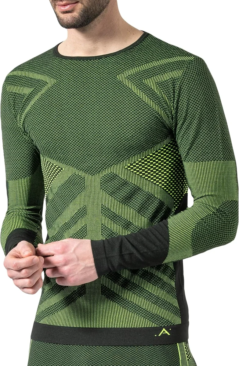 Koszulka termoaktywna męska z długim rękawem żółta fluo L-XL
