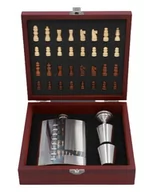 Piersiówki - Zestaw Piersiówka Szachy Kieliszki Lejek - miniaturka - grafika 1