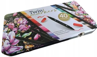 Dwustronne markery/flamastry AVEC 40 szt. w ozdobnym metalowym pudełku - Przybory szkolne - miniaturka - grafika 1
