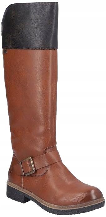 RIEKER KOZAKI BRĄZOWE NA ZAMEK DAMSKIE DO KOLANA 38 J0A