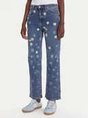 Spodnie damskie - Desigual Jeansy Daisys 25WWDD16 Niebieski Straight Fit - miniaturka - grafika 1
