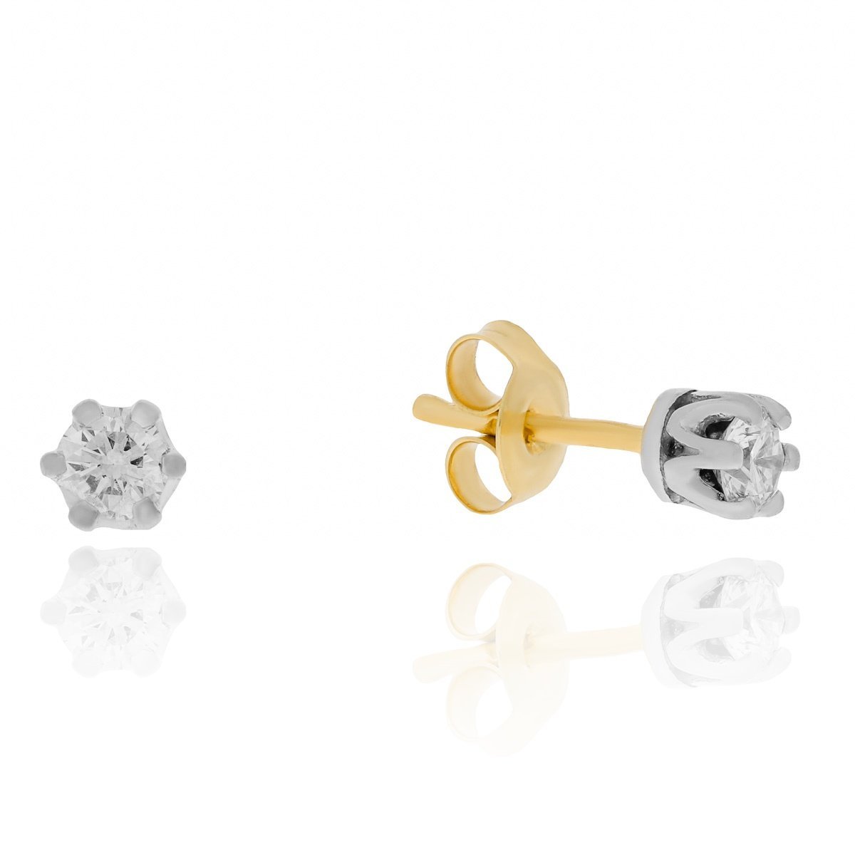 Złote kolczyki sztyfty diamenty laboratoryjne 2 x 0.20ct pr. 585