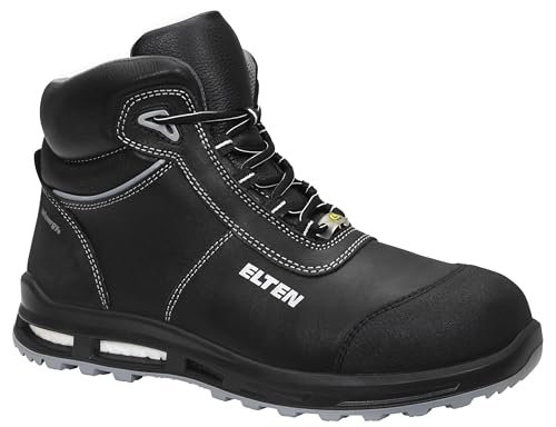 ELTEN Unisex Elten Reaction Xxt Mid Esd S3 lekkie buty ochronne z amortyzacją Infinergy©, skóra bydlęca, buty ochronne ze sztucznej skóry, czarne 1, 45 EU