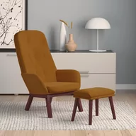 Fotele - Lumarko Fotel z podnóżkiem, brązowy, obity aksamitem - miniaturka - grafika 1