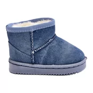 Buty dla dziewczynek - FR1 Dziecięce Śniegowce Botki Z Brokatem Niebieskie Sulinne - miniaturka - grafika 1