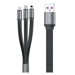 Wk Design kabel 3w1 do szybkiego ładowania / transmisji danych USB - USB Typ C / Lightning / micro USB 6A czarny (WDC-157th) - Kable USB - miniaturka - grafika 1