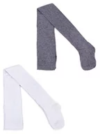 Rajstopy - Rajstopy dziewczęce bawełniane z lurexem ciemnoszaro-białe 2PAK 128-134 YOCLUB - miniaturka - grafika 1