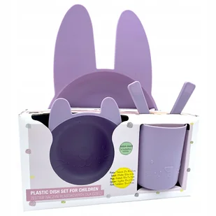 Smukee Zestaw Naczyń Plastikowych dla Dzieci KRÓLIK 5el. Fioletowe - Zestawy naczyń dla dzieci - miniaturka - grafika 1