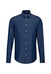 Koszule męskie - Seidensticker Męska koszula dżinsowa o kroju slim z długim rękawem i kołnierzem kent Soft Denim Smart Business - grafika 1