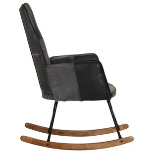 Fotel bujany, czarny, skóra naturalna i płótno Lumarko - Fotele - miniaturka - grafika 4