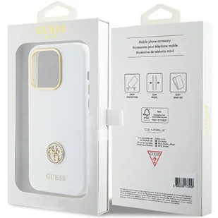 Guess GUHCP15SM4DGPH iPhone 15 / 14 / 13 6.1" biały/white hardcase Silicone Logo Strass 4G - Etui i futerały do telefonów - miniaturka - grafika 11