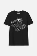 Koszulki dla chłopców - Coccodrillo t-shirt bawełniany dziecięcy kolor czarny z nadrukiem - miniaturka - grafika 1